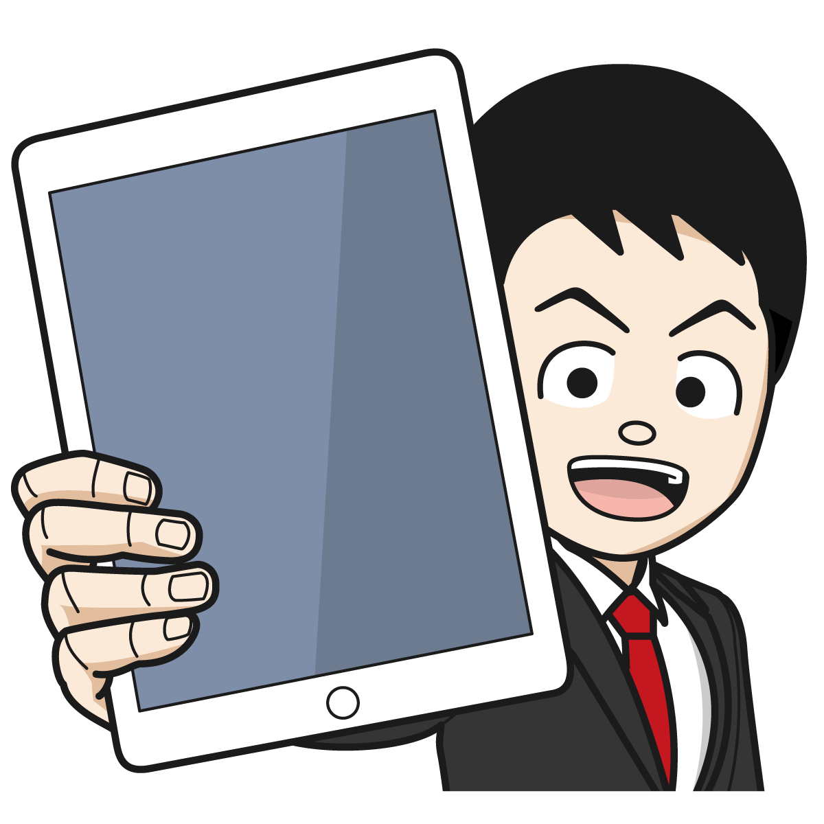 タブレット Ipadをかざすサラリーマン 男 02 イラスト Mido Kichi