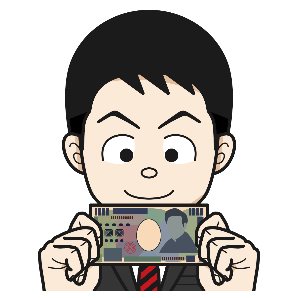 千円札を持つサラリーマン 銀行員 公務員 男 Item 39 イラスト Mido Kichi