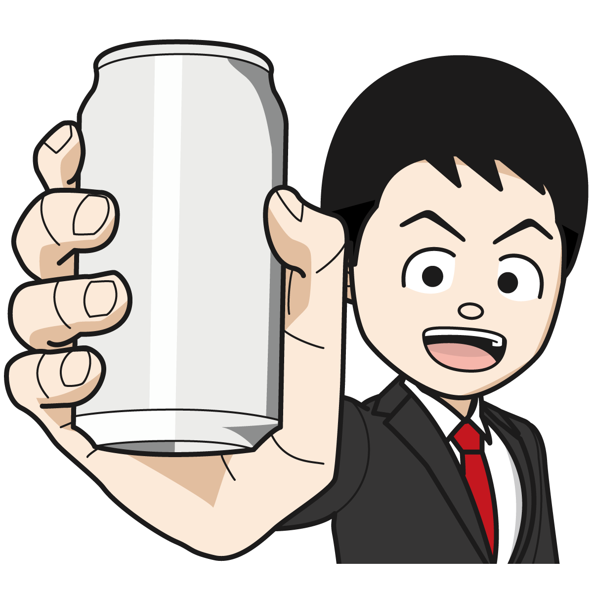 缶 ビールをかざすサラリーマン 男 03 イラスト ミド吉