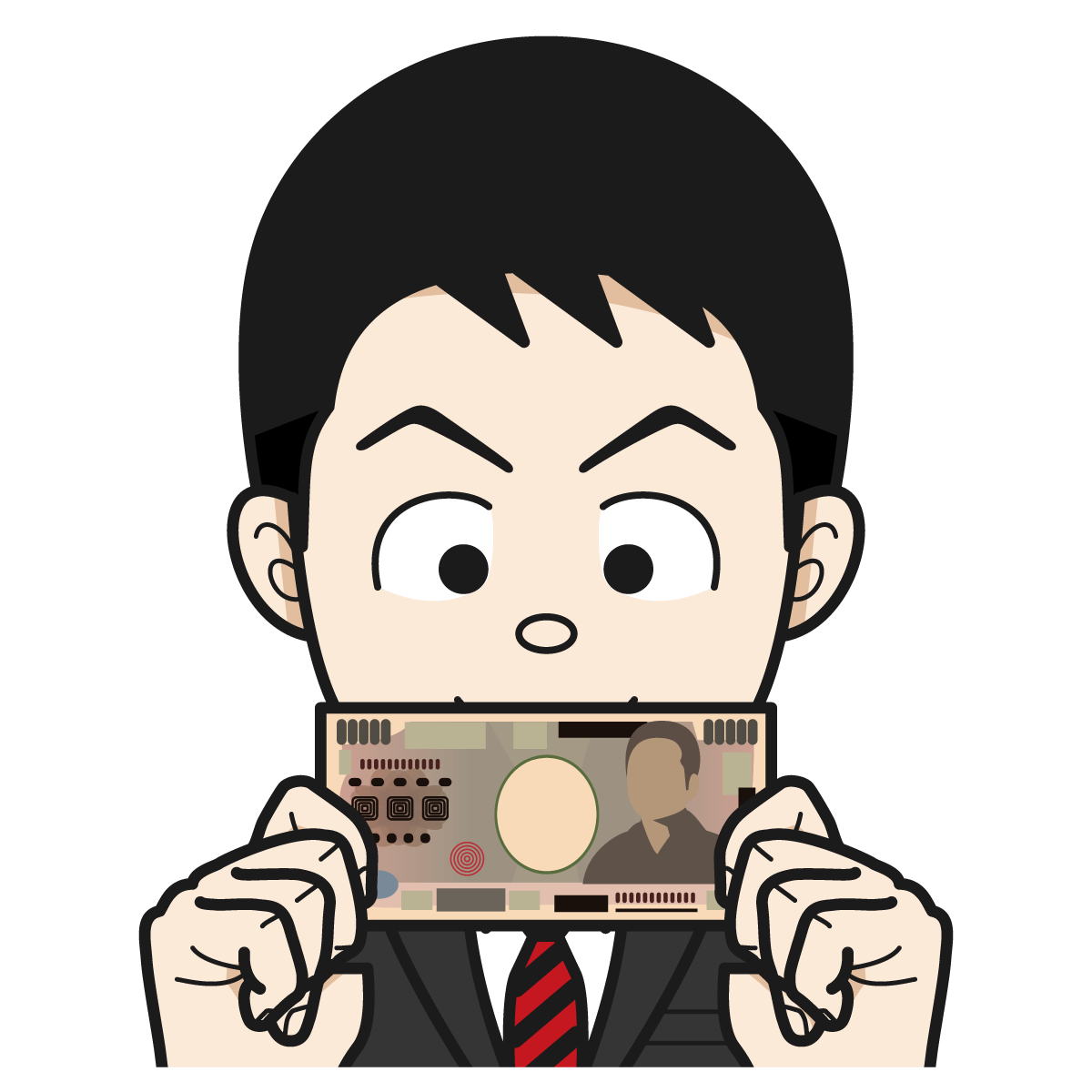 1万円札を持つサラリーマン・銀行員・公務員（男）item_41_イラスト