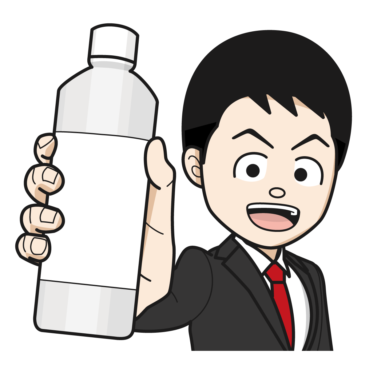ペットボトルをかざすサラリーマン 男 07 イラスト Mido Kichi