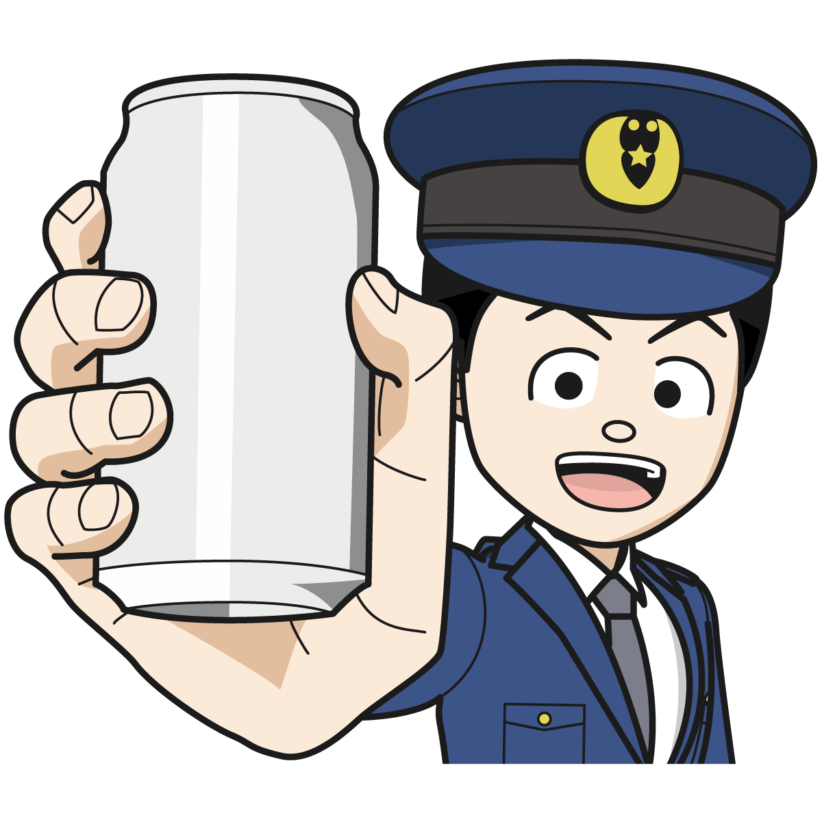 缶・ビールをかざす警察官（男）03_イラスト