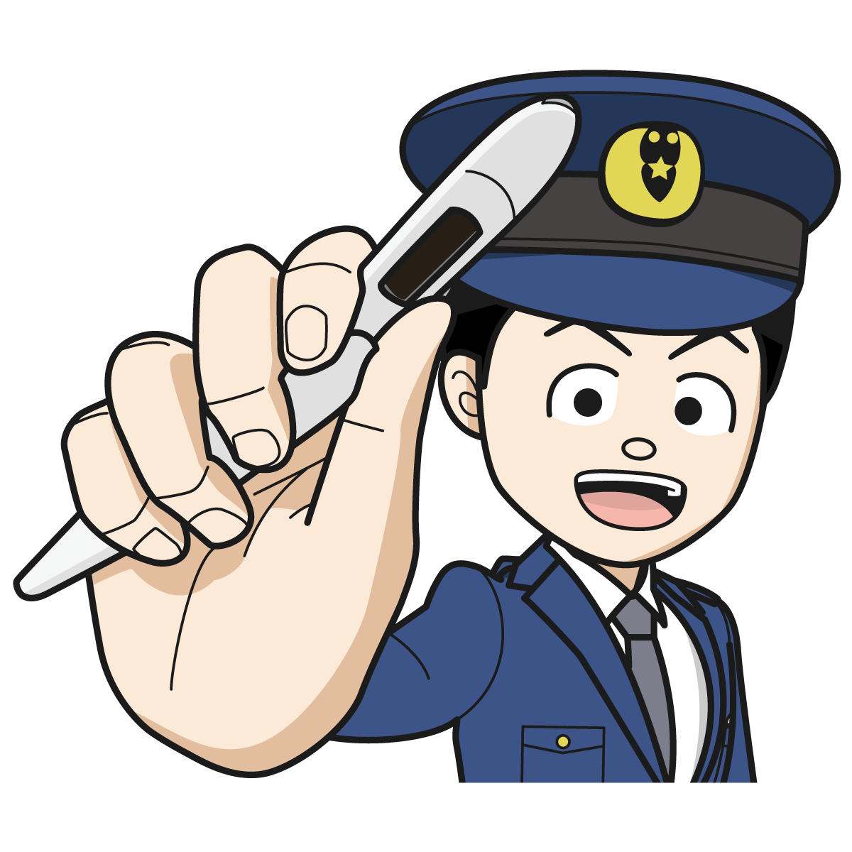 体温計をかざす警察官 男 05 イラスト Mido Kichi