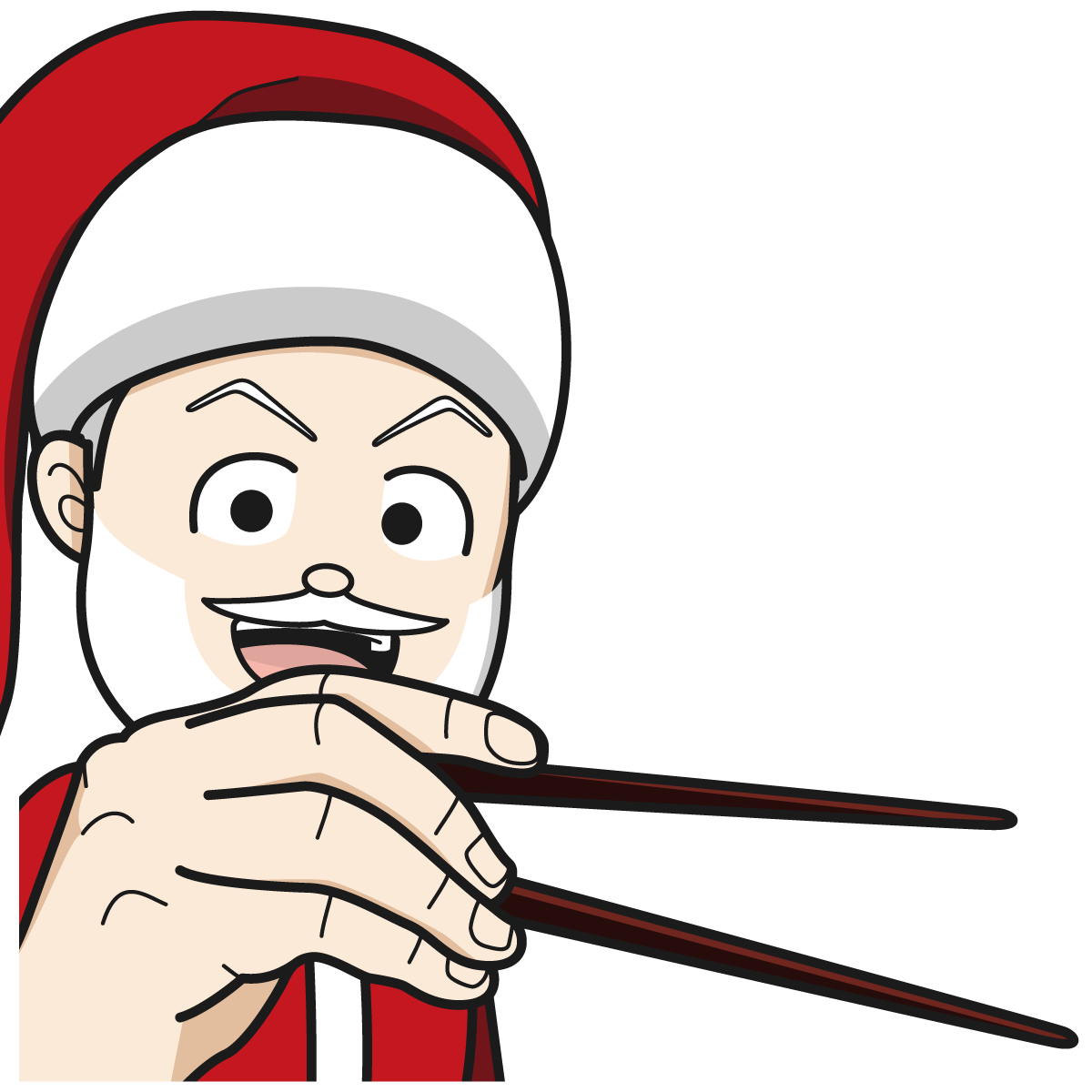 お箸を持つサンタクロースの男 52 Item イラスト Mido Kichi
