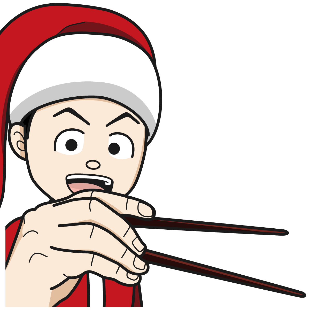お箸を持つサンタクロースのコスプレをした男 52 Item イラスト Mido Kichi