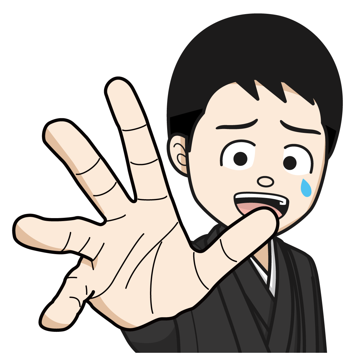 手を伸ばして悲しむ作袴を着た男性 14 Hand イラスト Mido Kichi