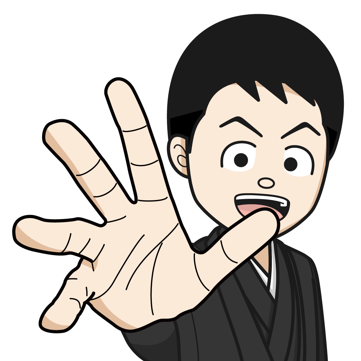 手を伸ばす袴を着た男性15 Hand イラスト Mido Kichi