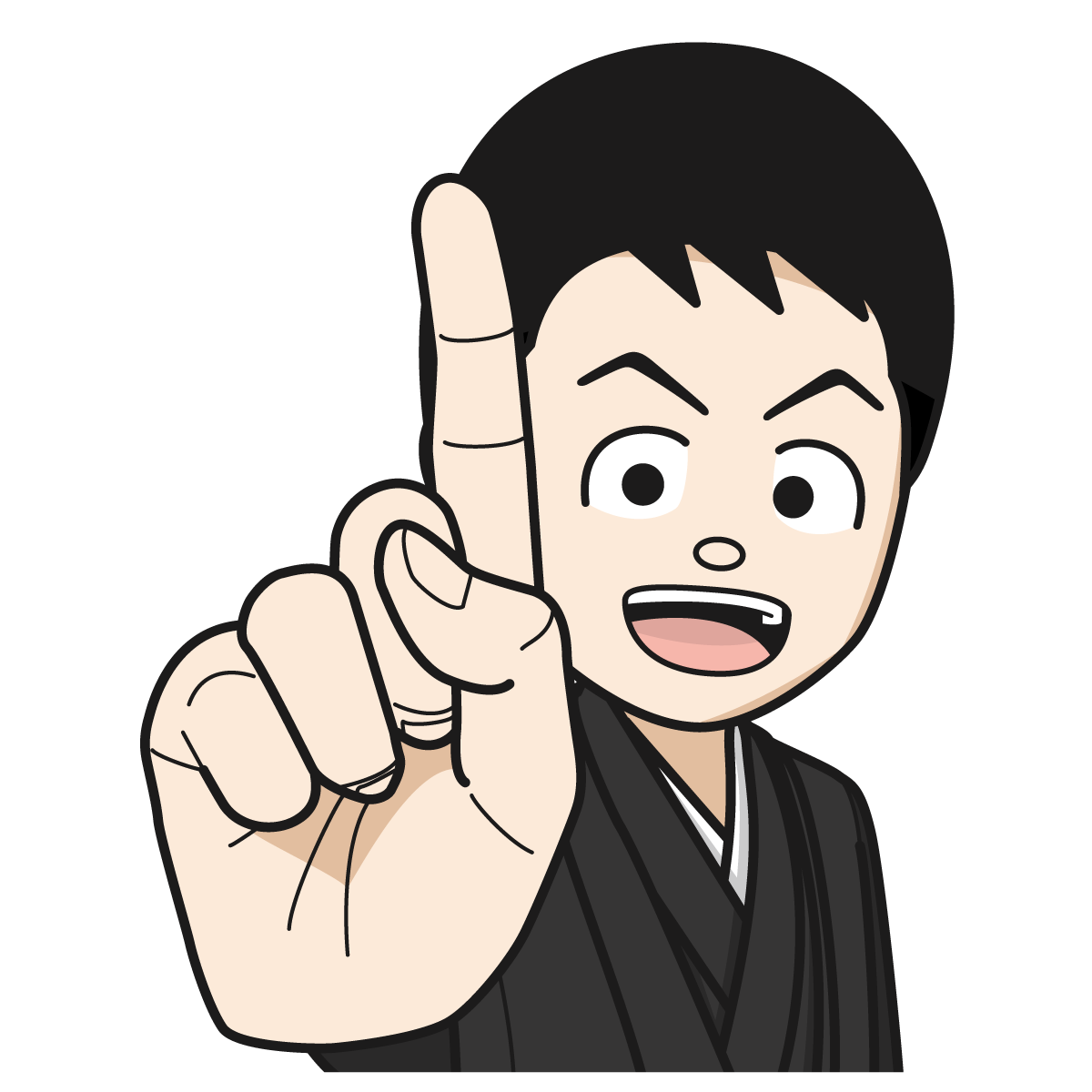 人差し指を立てて 1 を作る袴を着た男性16 Hand イラスト Mido Kichi