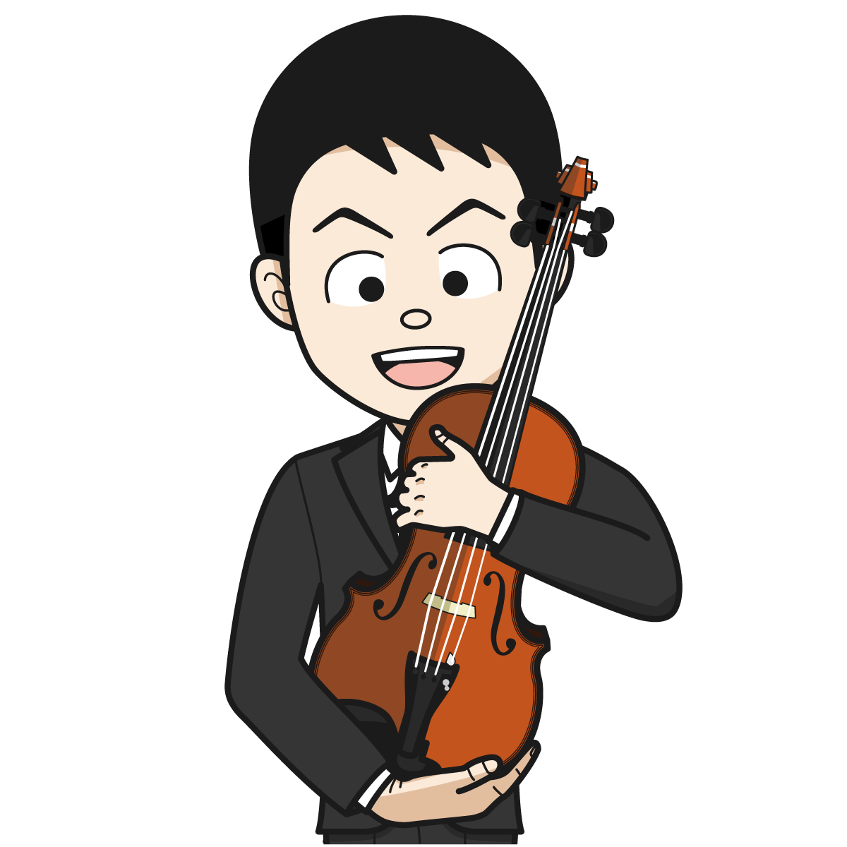 バイオリンを抱えるサラリーマン 銀行員 公務員 男 61 Item イラスト Mido Kichi