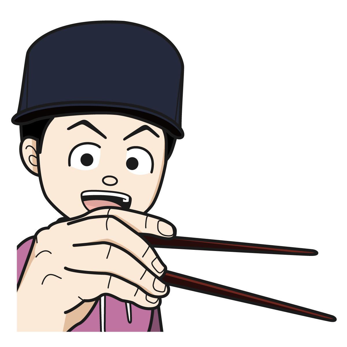 お箸を持つ若者 ラッパー 男 52 Item イラスト Mido Kichi