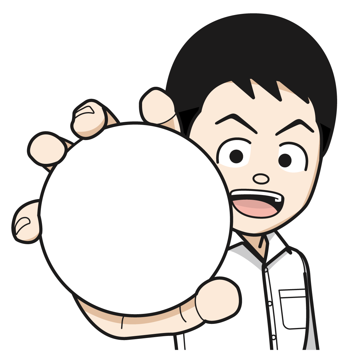 プレート ボール 玉を見せるシャツを着た男性item 47 イラスト Mido Kichi