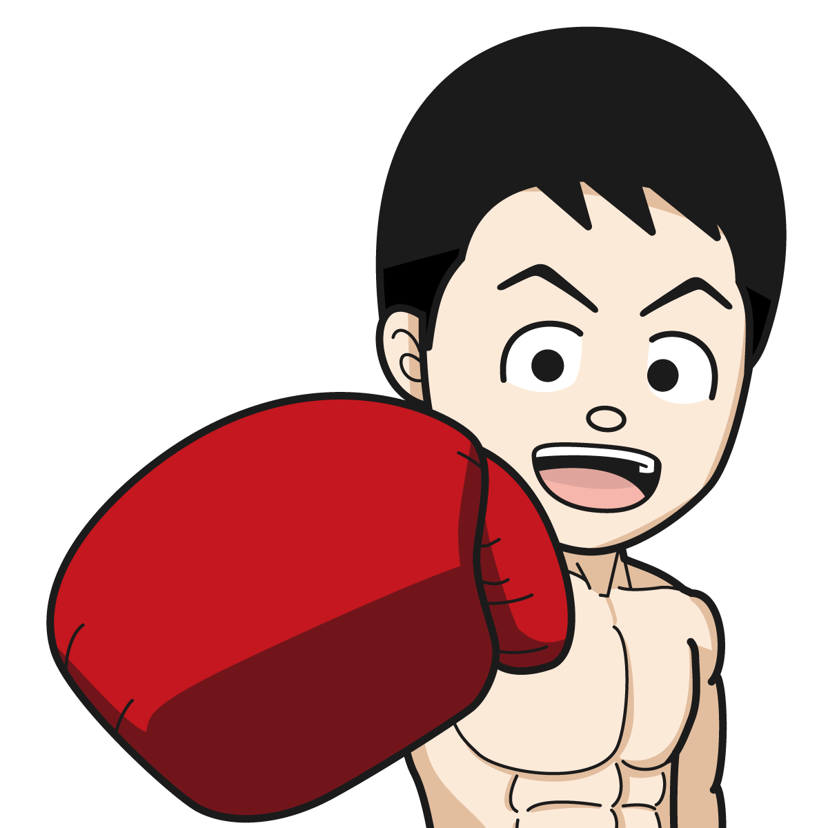ボクシングをするマッチョな裸姿の男性61_item_イラスト